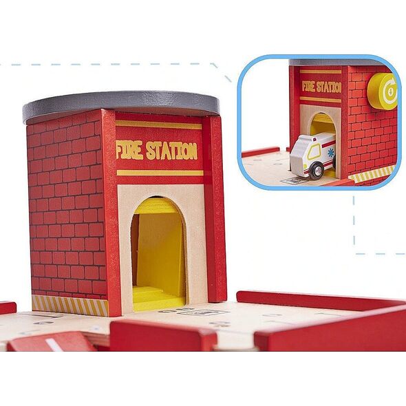 Lulilo Children's Wooden Parking Fire Station