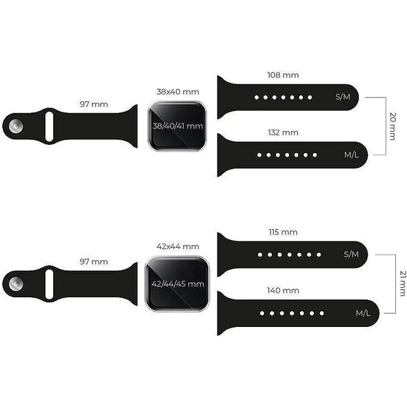 RoGer Silicone band S / M for Apple Watch 1/2/3/4/5/6/7/SE 42 / 44 / 45mm