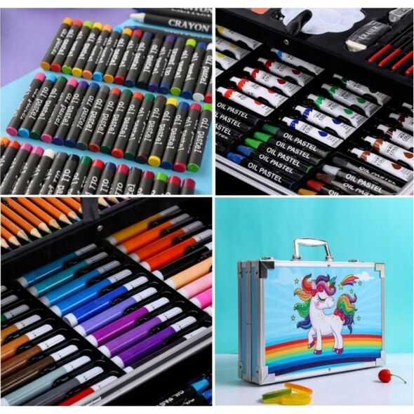 RoGer Professional Muticoloring drawing kit with metal Unicorn case