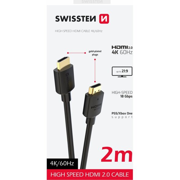 Swissten HDMI to HDMI 4K Cable 2m