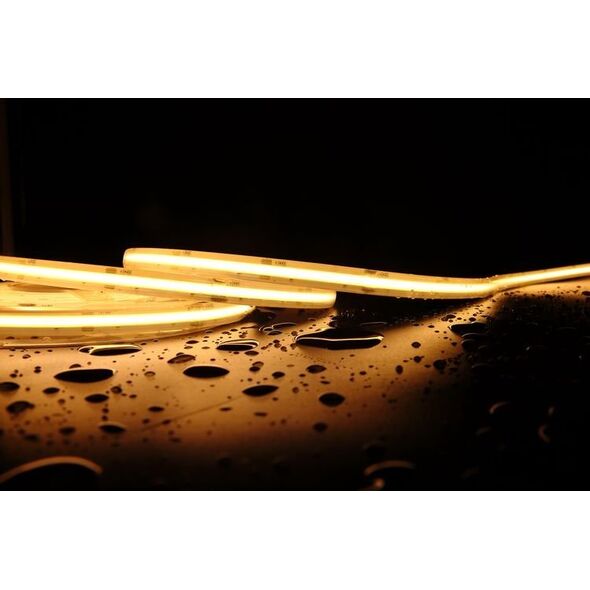 LED ταινία COB για σάουνες έως 105°C, 24V 10W/m, 890lm/m, IP67, 2700K ζεστό λευκό, 5m ρολό, LEMLUX