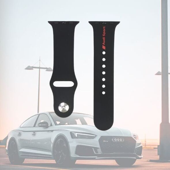 Λουράκι ρολογιού σιλικόνης Pasek Audi Sport Red Logo για Apple Watch 40/41/42mm μαύρο