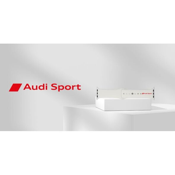 Λουράκι ρολογιού σιλικόνης Pasek Audi Sport Red Logo για Apple Watch 40/41/42mm λευκό