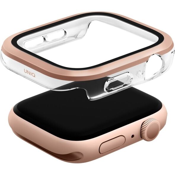 Case UNIQ Voute for Apple Watch Series 10 46mm tempered glass rose gold