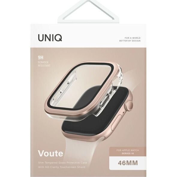 Case UNIQ Voute for Apple Watch Series 10 46mm tempered glass rose gold