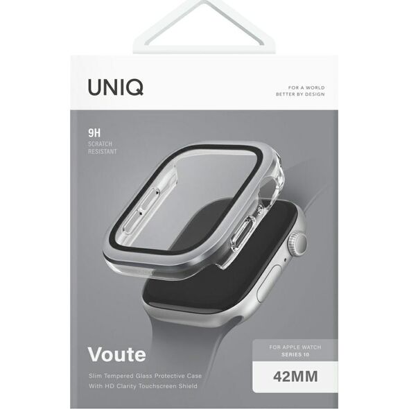 Case UNIQ Voute for Apple Watch Series 10 42mm tempered glass silver