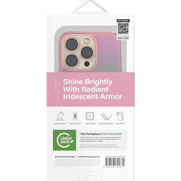 Case UNIQ Iridescia for iPhone 16 Pro Magclick Charging pink prism