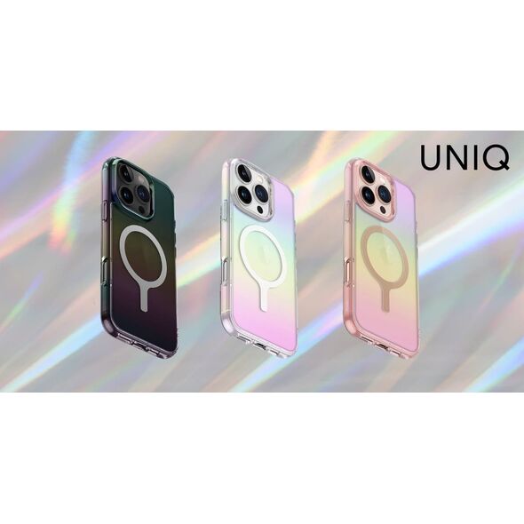 Case UNIQ Iridescia for iPhone 16 Pro Magclick Charging pink prism