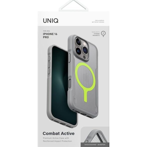 Case UNIQ Combat Active for iPhone 16 Pro Magclick Charging gray