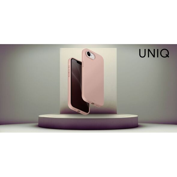 Etui UNIQ Lino do iPhone 16e (2025)      Magclick Charging różowy