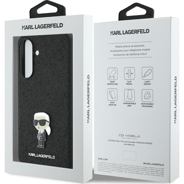 Etui Karl Lagerfeld Fixed Glitter Ikonik Logo Metal Pin do Samsung Galaxy A36 czarny