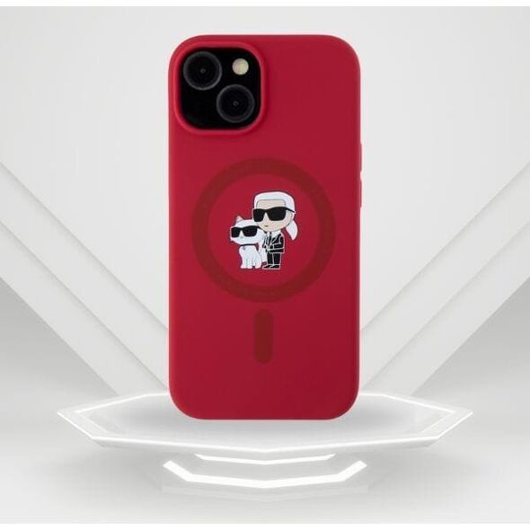 Case Karl Lagerfeld Silicone Karl&Choupette Heads Ring MagSafe for iPhone 15 ed