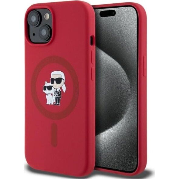 Case Karl Lagerfeld Silicone Karl&Choupette Heads Ring MagSafe for iPhone 15 ed