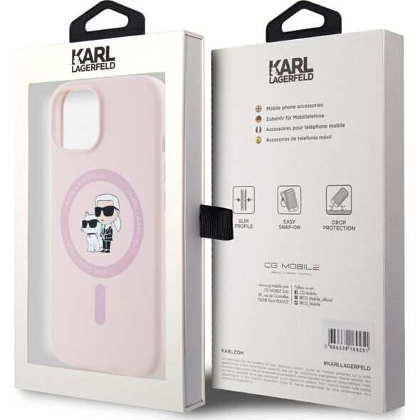 Case Karl Lagerfeld Silicone Karl&Choupette MagSafe for iPhone 15 Plus pink
