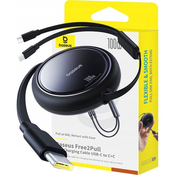 Kabel zwijany Baseus Bright Mirror Series USB-C - 2 x USB-C 100W 1m - czarny