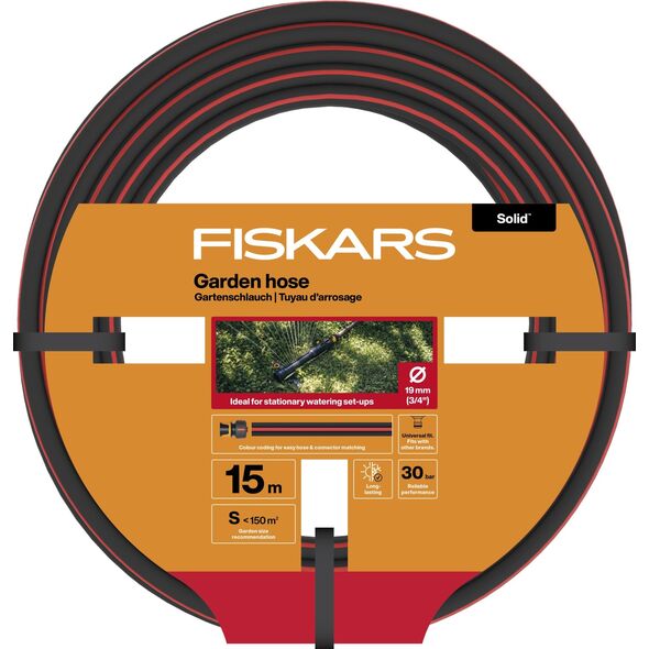 FISKARS Wąż ogrodowy 19 mm 3/4" 15 m Solid do podlewania trawnika trawy