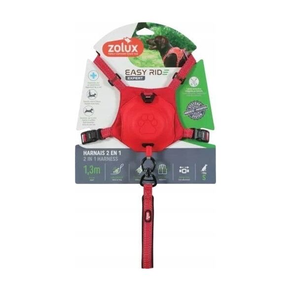Zolux Szelki ze smyczą automatyczną Easyride S czerwone