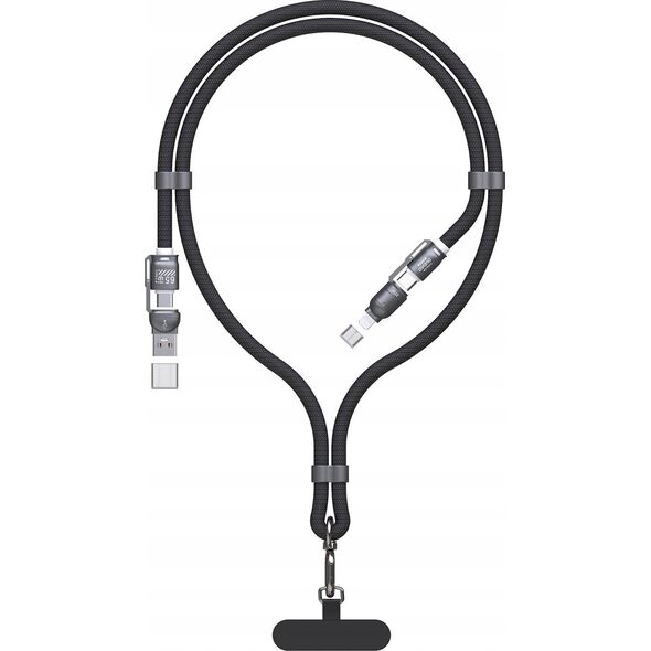 Kabel 4w1 / smycz Dudao L20MAX USB-A / USB-C / Lightning PD QC 65W 1.5m - czarny
