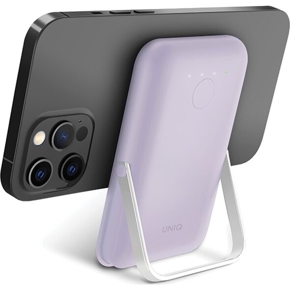 UNIQ Powerbank Hoveo 5000mAh USB-C 20WPD Fast charge Wireless Magnetic liliowy/lilac lavender