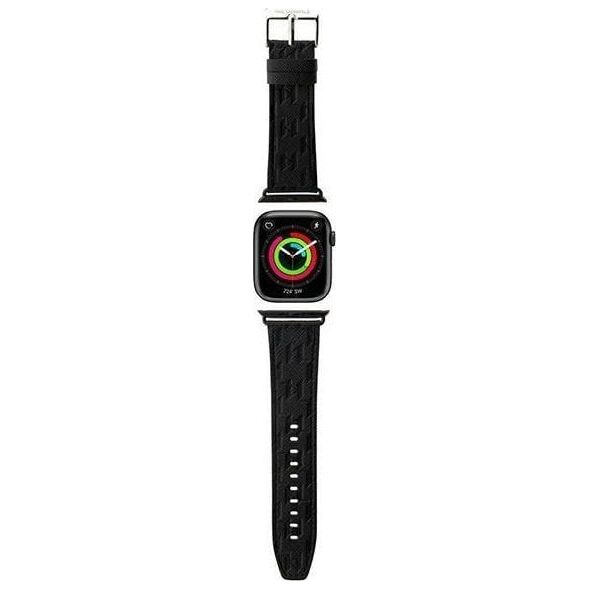 Karl Lagerfeld Pasek KLAWLSAKLHPK Apple Watch 42/44/45/49mm czarny/black strap Saffiano Monogram