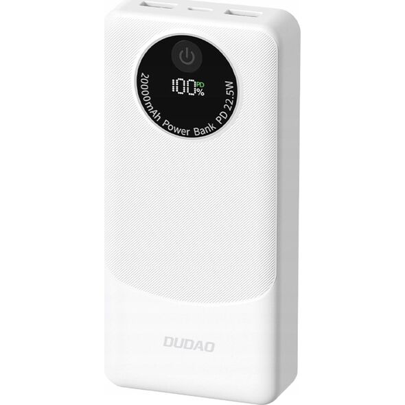 Powerbank Dudao K12Pro 22,5W PD 20000mAh USB-A, USB-C - biały