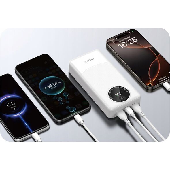 Powerbank Dudao K12Pro 22,5W PD 20000mAh USB-A, USB-C - biały