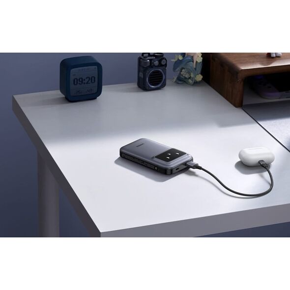 Powerbank 10000mAh Ugreen Uno PB511, 30W, wbudowany kabel USB-C (szary)