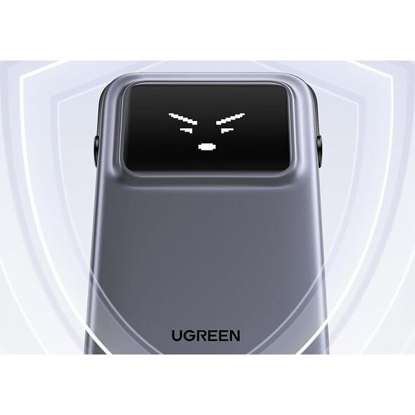 Powerbank 10000mAh Ugreen Uno PB511, 30W, wbudowany kabel USB-C (szary)