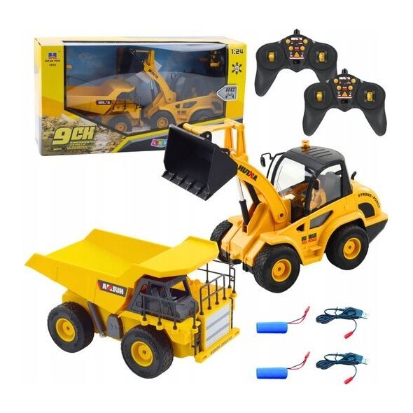 Zestaw Ładowarka Spychacz Wywrotka 1:24 Zdalnie Sterowane RC 2w1