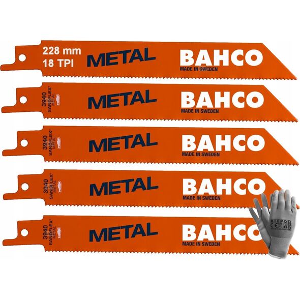 Bahco Bahco Tiesinio pjūklo geležtės Sandflex Bi-Metal 228mm*0,9mm ST 18TPI, Metalui 5vnt