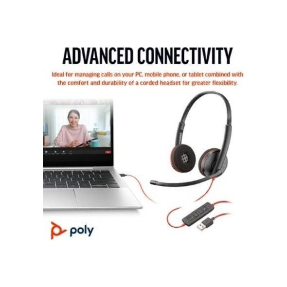 Ακουστικά HP HP Poly Blackwire 3220 Stereo USB-C Ακουστικά +USB-C/A Adapteris