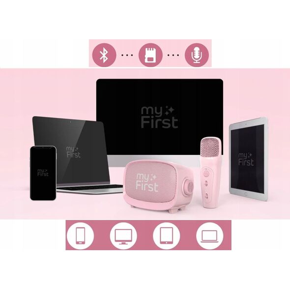 Głośnik Mikrofon Zestaw 2w1 Karaoke Na Bluetooth Aux Microsd Dla Dziecka / Myfirst Voice 2/ Różowy