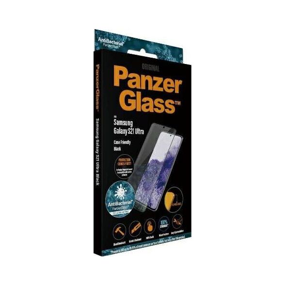 PanzerGlass PanzerGlass Curved Microfracture Sam S21 Ultra G998 Case Friendly AntiBacterial czarny/black