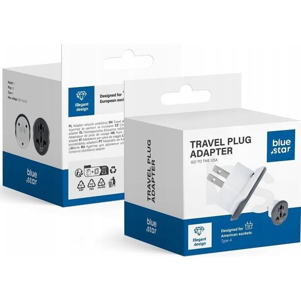 BLUE STAR adapter podróżny GO TO USA (Type A) 10A biały