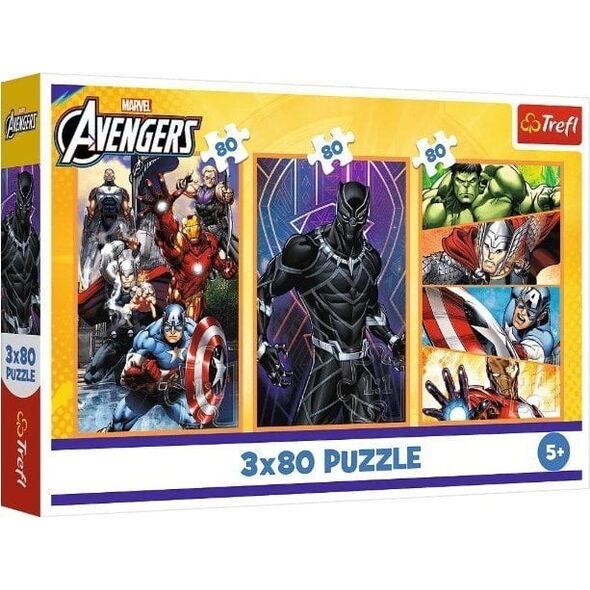 Puzzle 3x80 elementów Dni pełne akcji Avengers Trefl