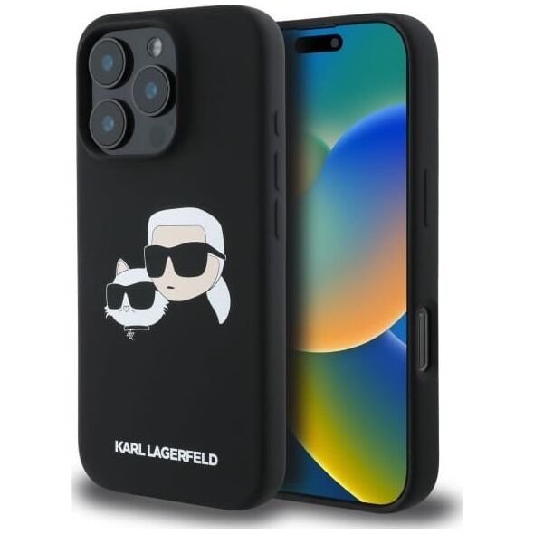 Karl Lagerfeld Liquid Silicone Double Heads MagSafe Case for iPhone 16 Pro Black