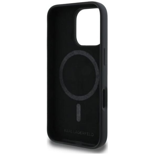 Karl Lagerfeld Liquid Silicone Double Heads MagSafe Case for iPhone 16 Pro Black