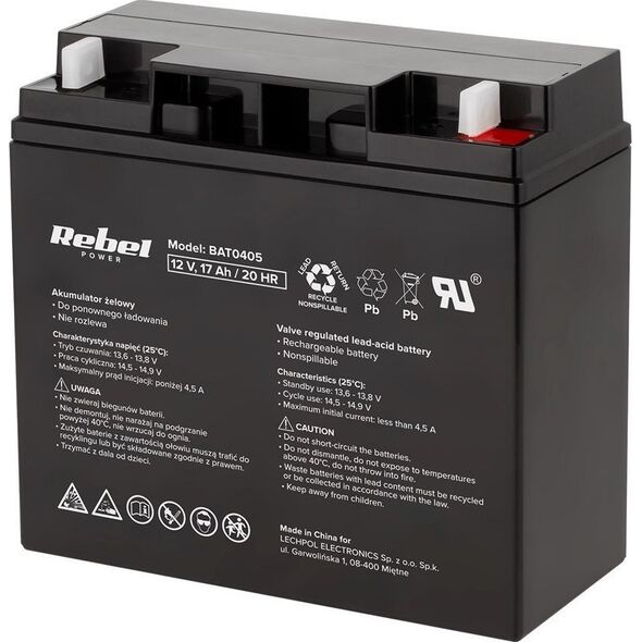 Akumulator żelowy Rebel 12V 17Ah