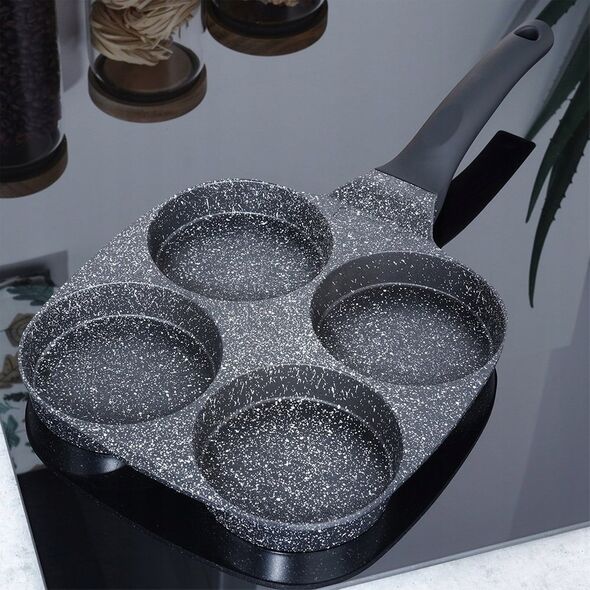 Patelnia Vilde Patelnia do Jajek Placków Pancakes Granitowa 4 Otwory Solidna VILDE 19x19cm