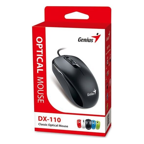 Mysz przewodowa, Genius DX-110, czarna, optyczna, 1200DPI, USB-C