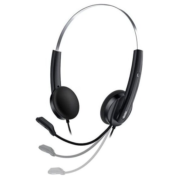 Genius HS-220U AI, słuchawki z mikrofonem, przewodowaczarna, 2.0, zamykane, USB - C