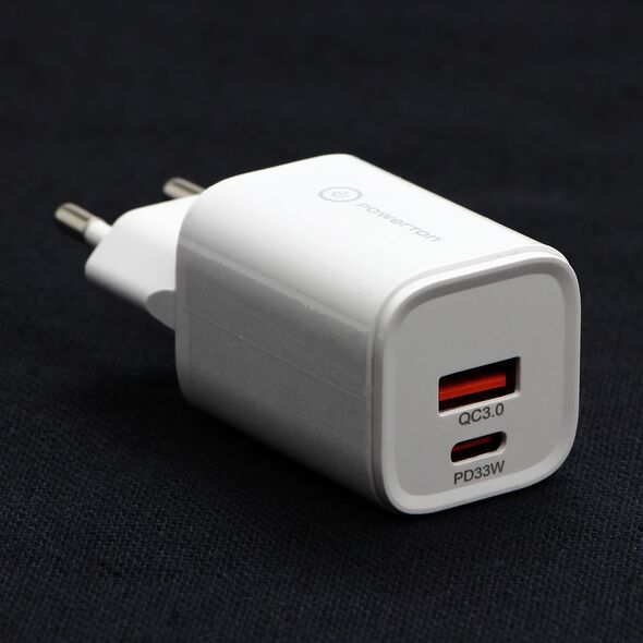 Powerton Zasilacz / sieciowy adapter 33W, 2-portowy, USB-C, USB-A