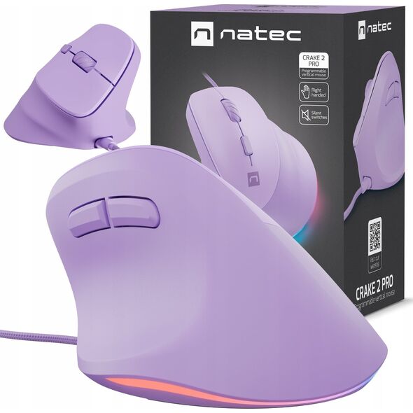 ΚΑΘΕΤΟ ΠΟΝΤΙΚΙ Natec CRAKE 2 PRO 12800DPI PURE LAVENDER ΠΡΟΓΡΑΜΜΑΤΙΖΟΜΕΝΟ ΟΠΤΙΚΟ