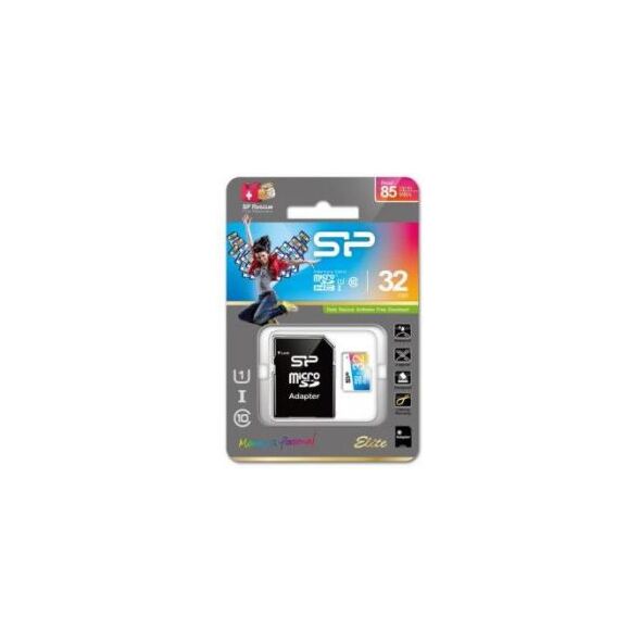 Karta Silicon Power Colorful Elite MicroSDHC 32 GB Class 10 UHS-I  (SP032GBSTHBU1V20SP)