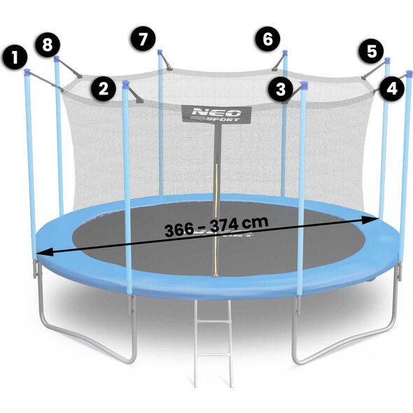 Neo-Sport Siatka wewnętrzna do trampoliny 374cm 12ft