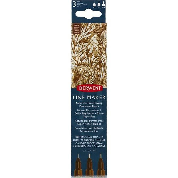 Derwent Line Maker Sepia 3 stk. (0,1 0,3 0,5)