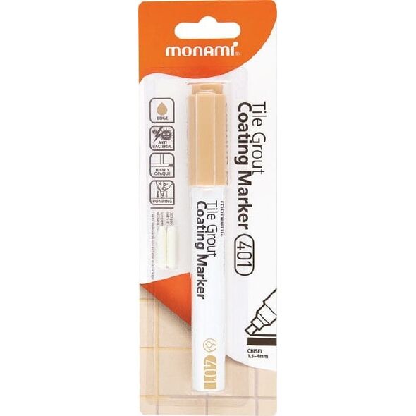 Monami Marker Do Fug Tile Grout Coating 401 Beżowy Monami + Wymienne Końcówki