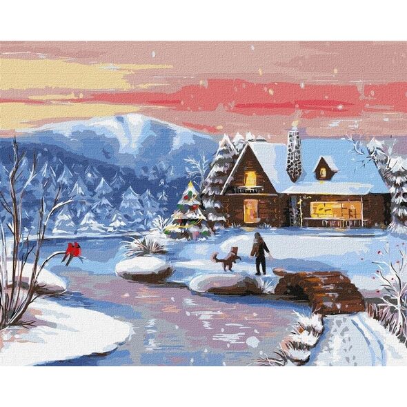 Malowanie po numerach - Śnieżny spacer 40x50cm