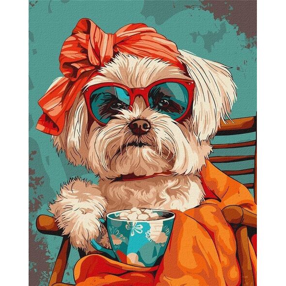 Malowanie po numerach - Stylowy Shih tzu 40x50cm