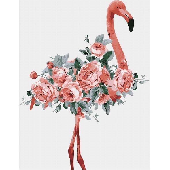 Malowanie po numerach - Kwiatowy flamingo 40x50cm